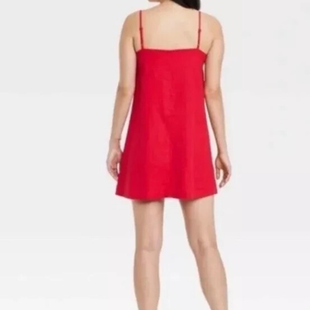 A New Day Red Linen Mini Dress - Size Large - Picture 3 of 3